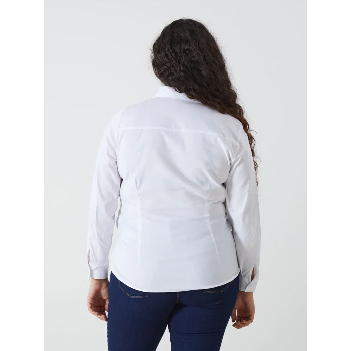 LCWAIKIKI Classic Beyaz Düz Uzun Kollu Kadın Gömlek