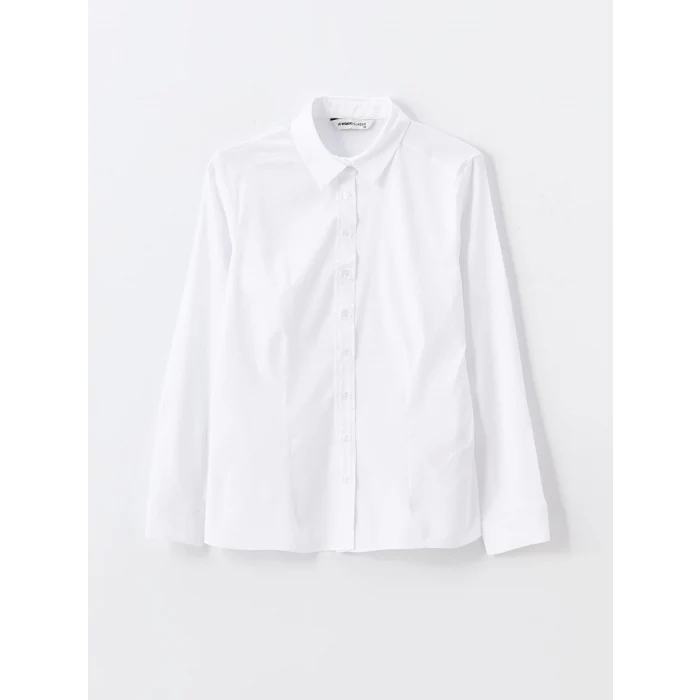 LCWAIKIKI Classic Beyaz Düz Uzun Kollu Kadın Gömlek