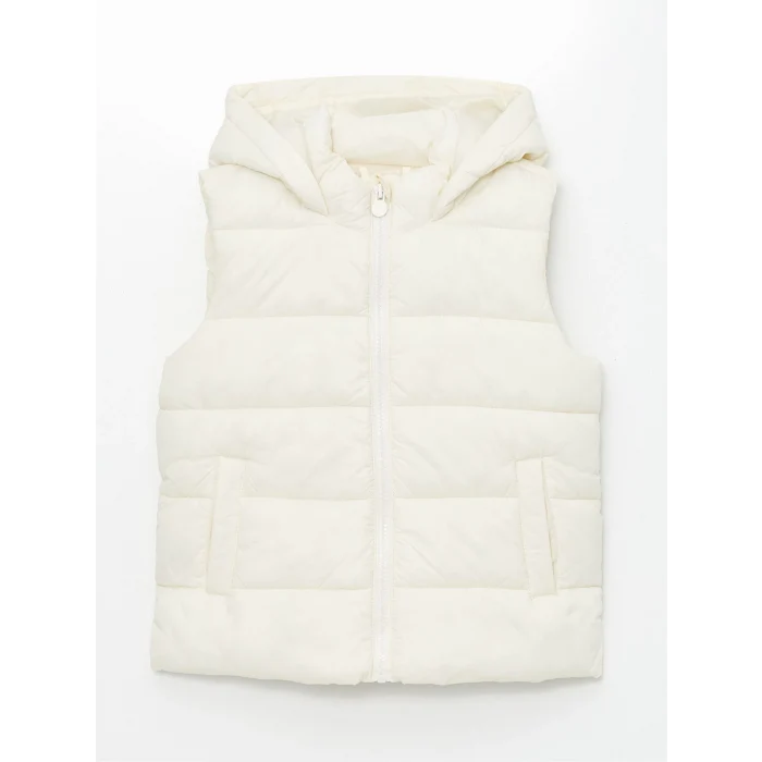 LCW Kids EKRU Kapüşonlu Kız Çocuk Şişme Yelek