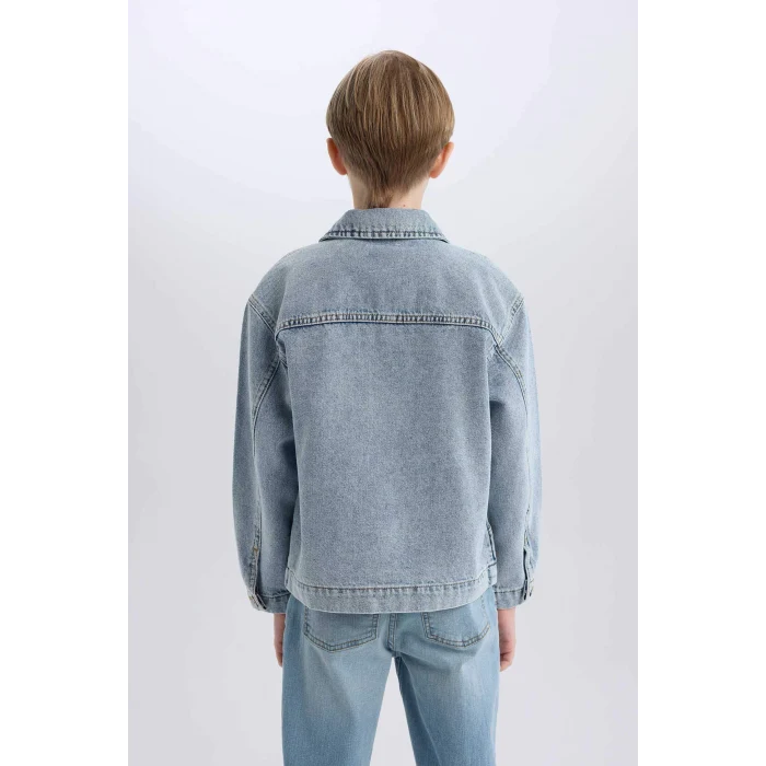 Defacto Mavi Erkek Çocuk Polo Yaka Jean Ceket