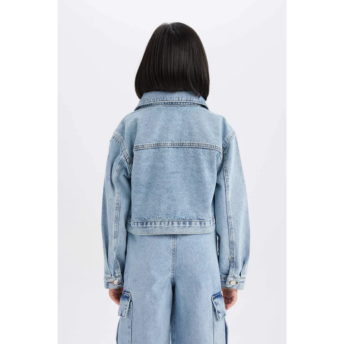 Defacto Mavi Kız Çocuk Pamuklu Jean Ceket