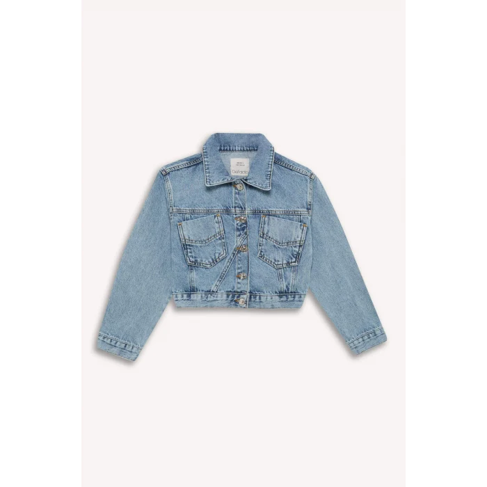 Defacto Mavi Kız Çocuk Pamuklu Jean Ceket