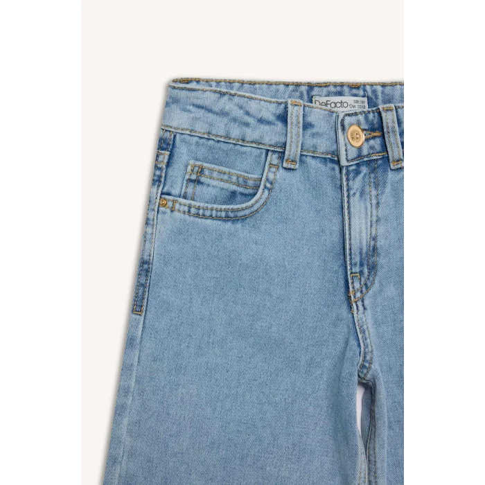 Defacto Mavi Kız Çocuk Wide Leg Geniş Bol Paça Jean Pantolon