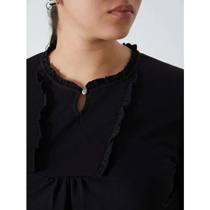 LCW Grace SİYAH Bağlamalı Yaka Desenli Kadın Bluz