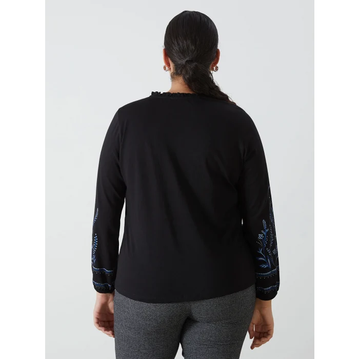 LCW Grace SİYAH Bağlamalı Yaka Desenli Kadın Bluz