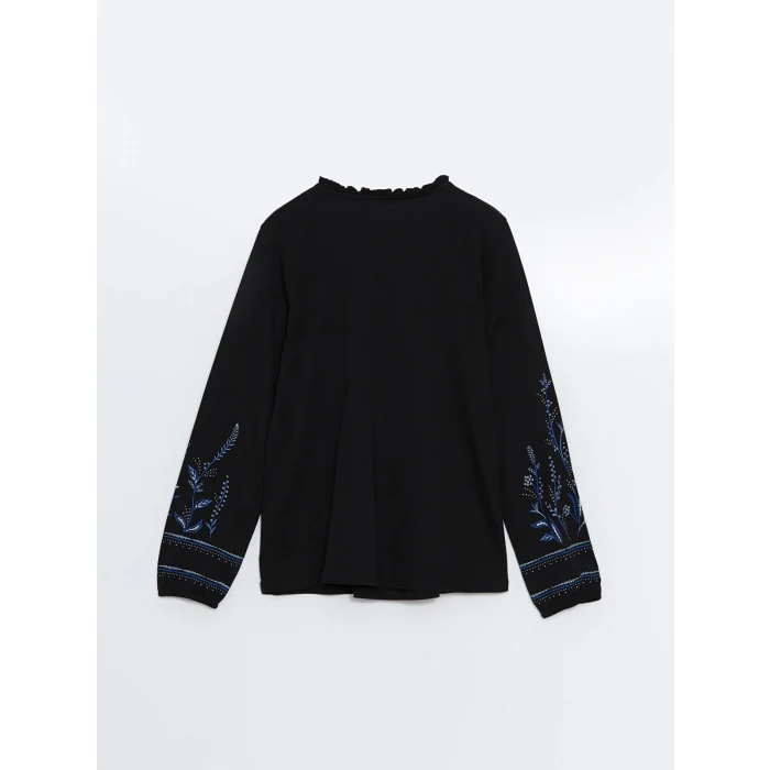 LCW Grace SİYAH Bağlamalı Yaka Desenli Kadın Bluz