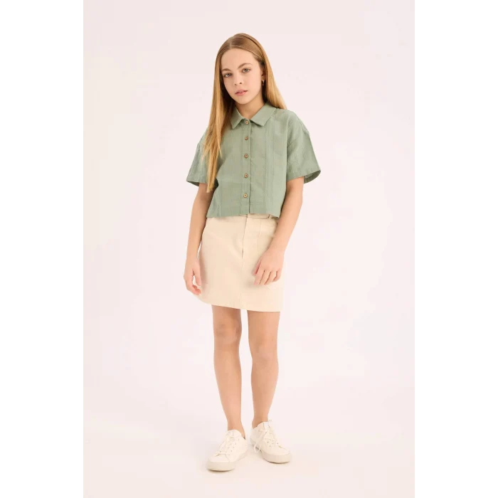 Defacto Ekru Kız Çocuk Gabardin Etek