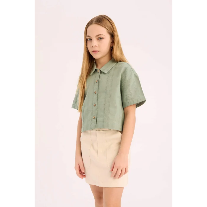 Defacto Ekru Kız Çocuk Gabardin Etek