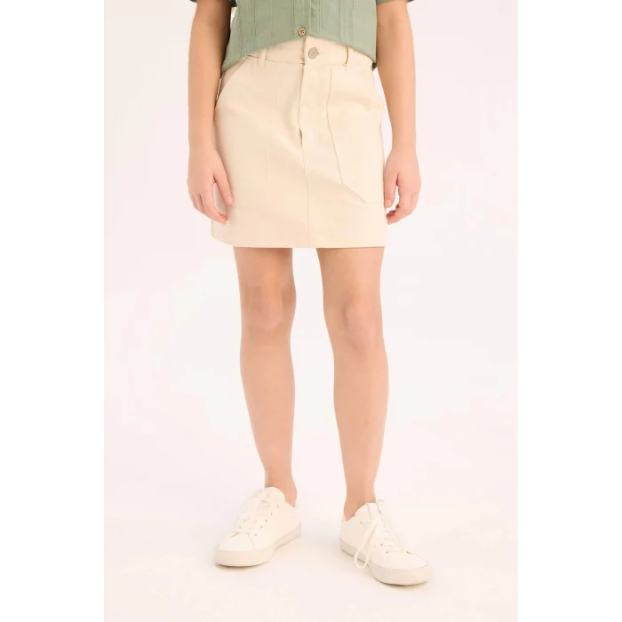 Defacto Ekru Kız Çocuk Gabardin Etek