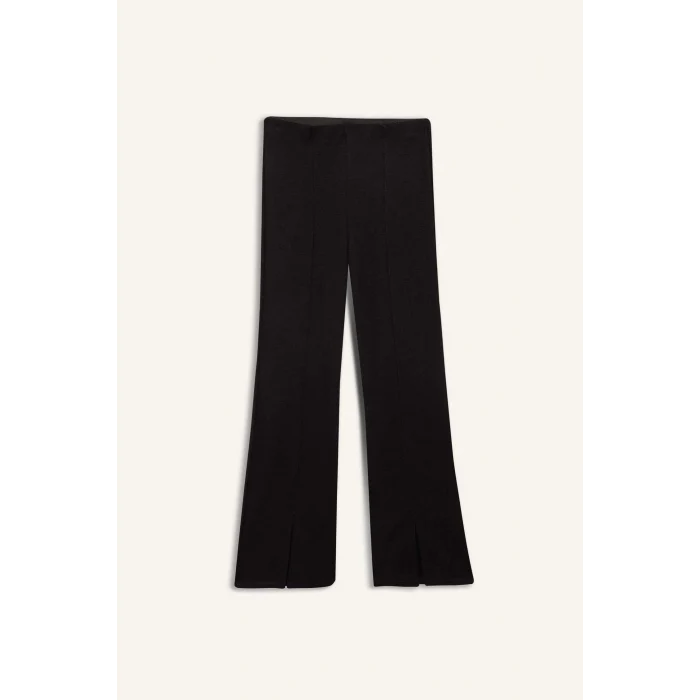 Defacto Siyah Kız Çocuk Flare Fit Yırtmaçlı Pantolon