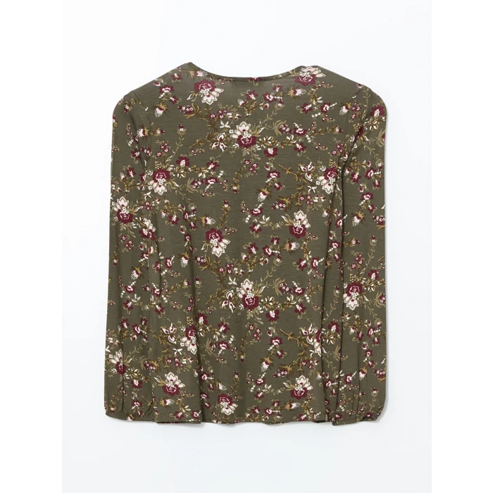 LCW Grace HAKİ Bağlamalı Yaka Çiçekli Kadın Bluz