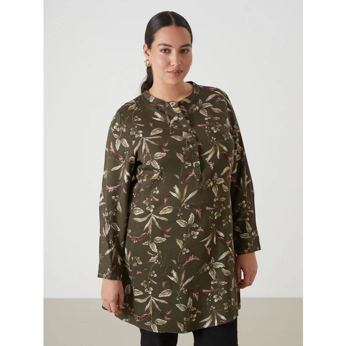 LCW Grace HAKİ Bisiklet Yaka Desenli Kadın Tunik