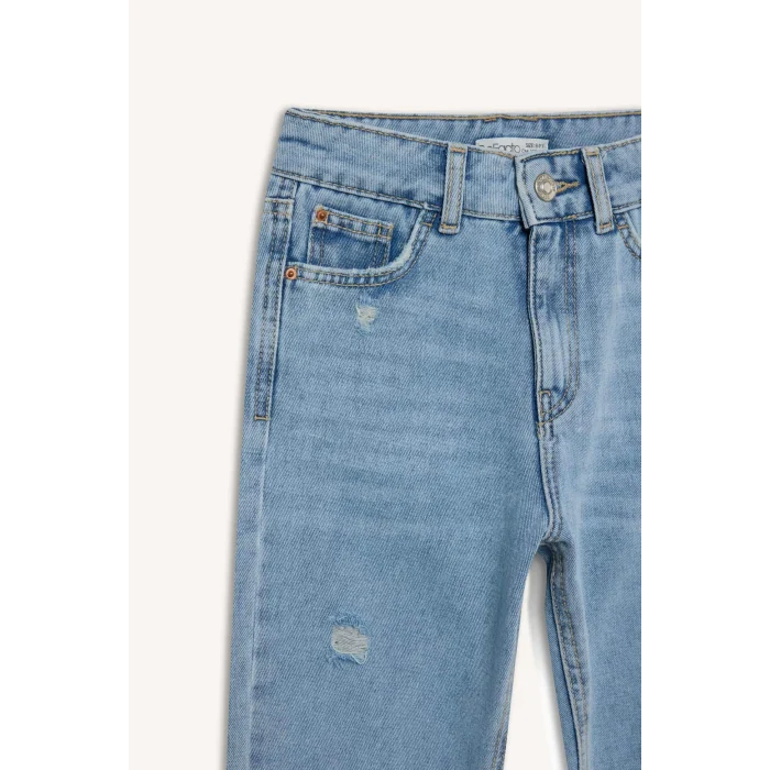 Defacto D709 Mavi Kız Çocuk Mom Fit Standart Paça Jean Pantolon