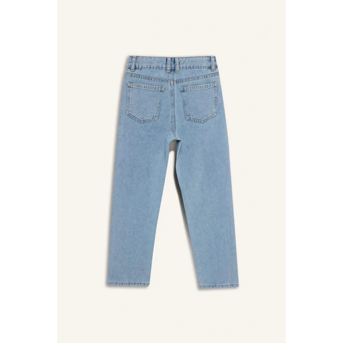 Defacto D709 Mavi Kız Çocuk Mom Fit Standart Paça Jean Pantolon