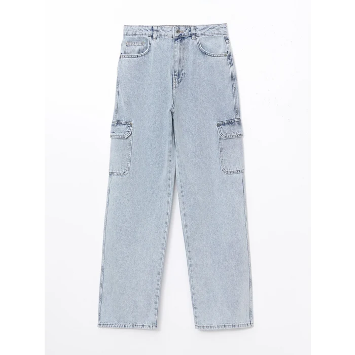 XSIDE MAVİ Wideleg Kadın Kargo Jean Pantolon