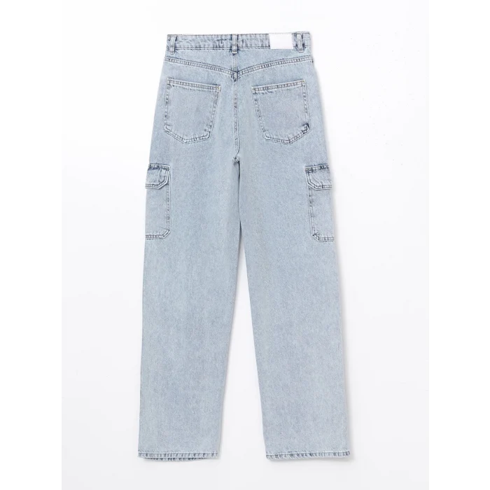 XSIDE MAVİ Wideleg Kadın Kargo Jean Pantolon