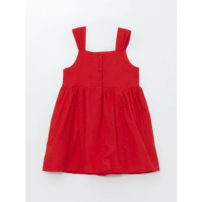 LCW Kids KIRMIZI Kare Yaka Kolsuz Kız Çocuk Elbise