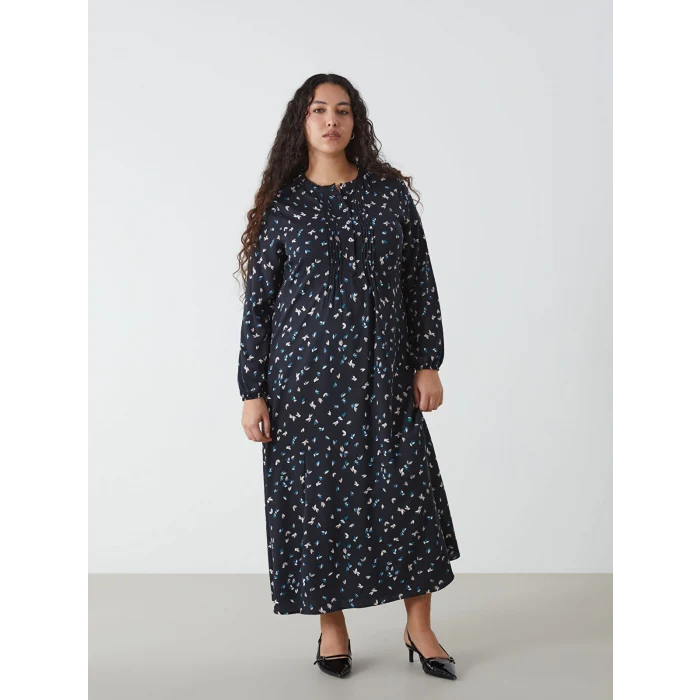 LCW Grace SİYAH Bisiklet Yaka Desenli Kadın Elbise