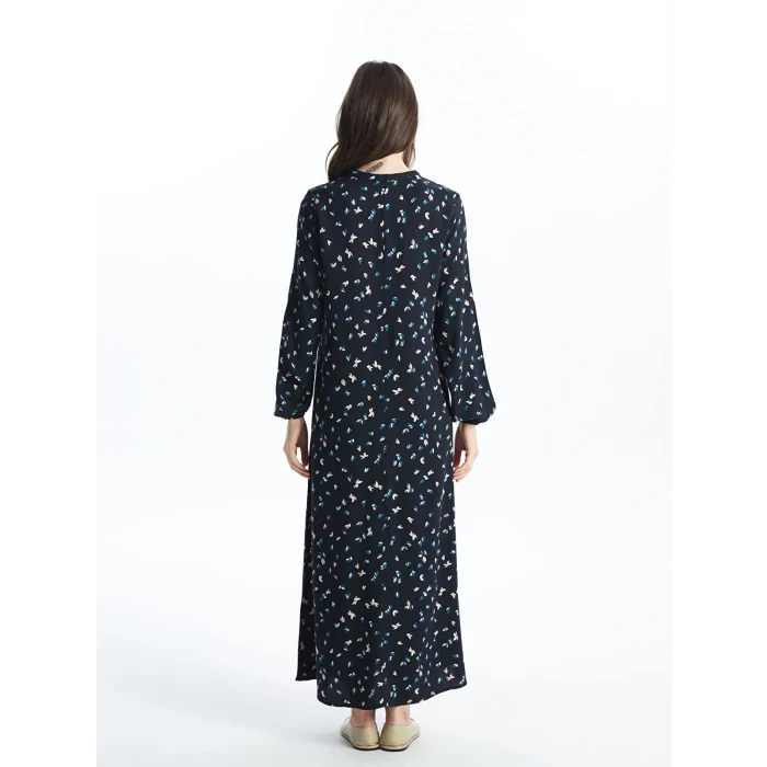 LCW Grace SİYAH Bisiklet Yaka Desenli Kadın Elbise