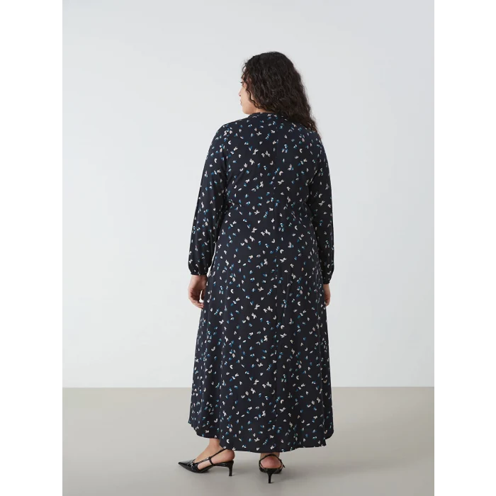 LCW Grace SİYAH Bisiklet Yaka Desenli Kadın Elbise