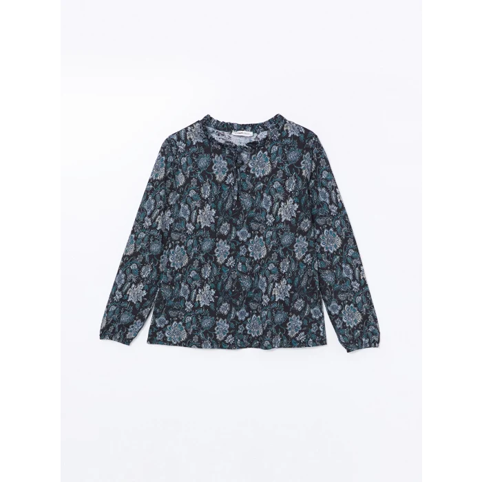 LCW Grace SİYAH Bağlamalı Yaka Desenli Kadın Bluz