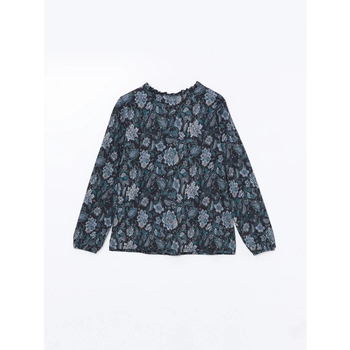 LCW Grace SİYAH Bağlamalı Yaka Desenli Kadın Bluz