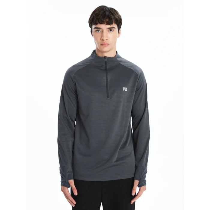 XSIDE ACTIVE GRİ Dik Yaka Uzun Kollu Erkek Spor Tişört