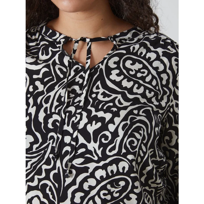 LCWAIKIKI Classic BEYAZ Bağlamalı Yaka Desenli Kadın Bluz