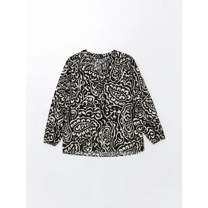 LCWAIKIKI Classic BEYAZ Bağlamalı Yaka Desenli Kadın Bluz