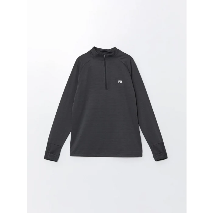 XSIDE ACTIVE GRİ Dik Yaka Uzun Kollu Erkek Spor Tişört