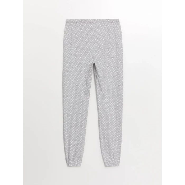 LCW DREAM GRİ Bisiklet Yaka Baskılı Kadın Pijama Takımı