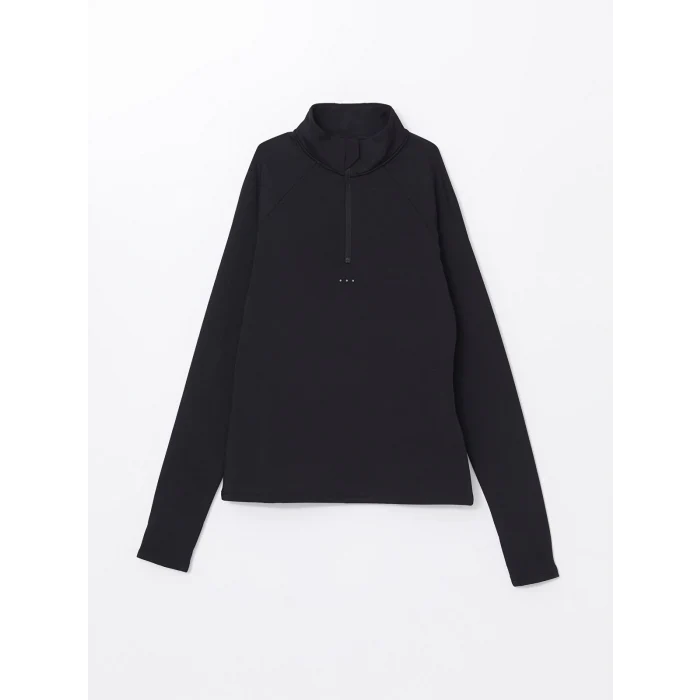 XSIDE ACTIVE SİYAH Dik Yaka Reflektör Baskılı Kadın Spor Tişört