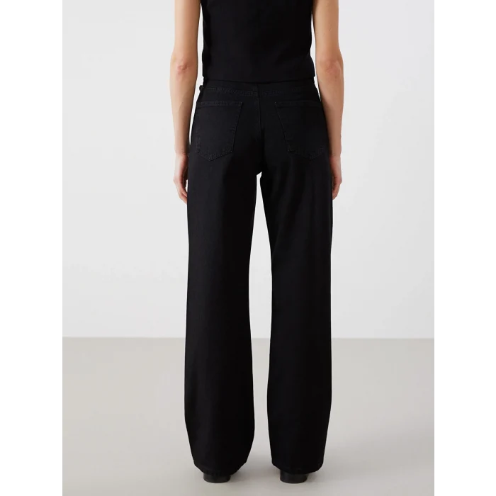 LCW Vision SİYAH Beli Kemerli Baggy Fit Kadın Jean Pantolon