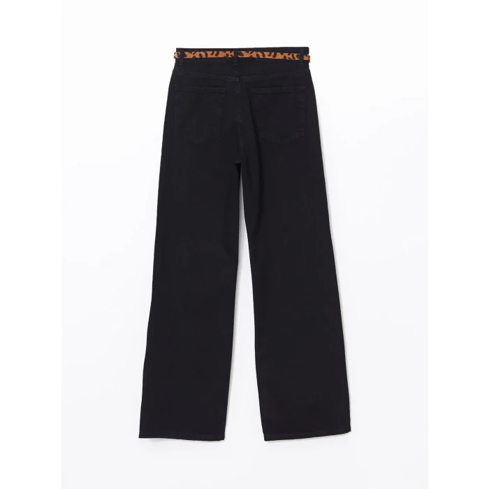 LCW Vision SİYAH Beli Kemerli Baggy Fit Kadın Jean Pantolon