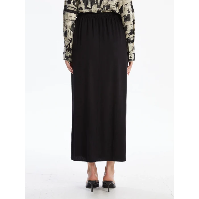 LCW Grace SİYAH Kadın Beli Lastikli Düz Etek