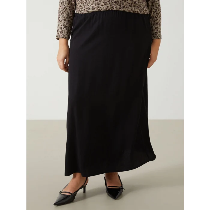 LCW Grace SİYAH Kadın Beli Lastikli Düz Etek