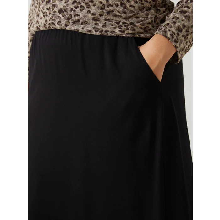 LCW Grace SİYAH Kadın Beli Lastikli Düz Etek