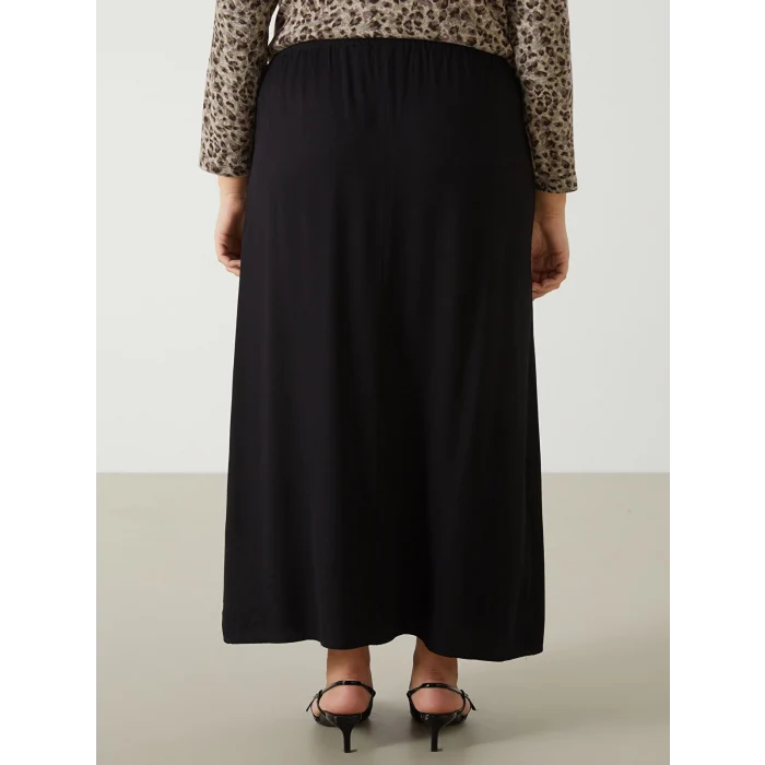 LCW Grace SİYAH Kadın Beli Lastikli Düz Etek