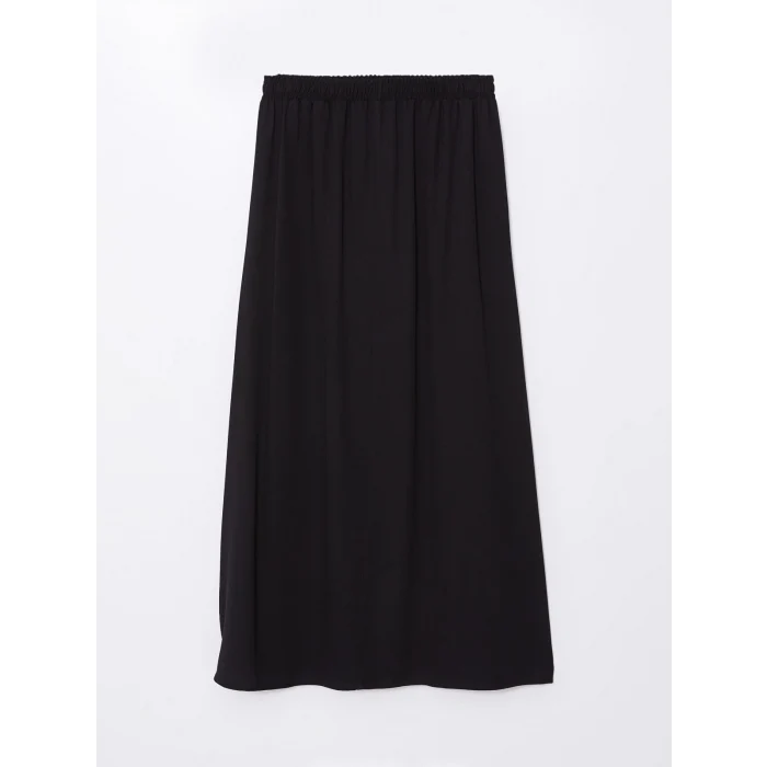 LCW Grace SİYAH Kadın Beli Lastikli Düz Etek