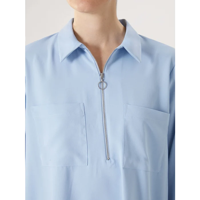 LCWAIKIKI Classic MAVİ Gömlek Yaka Aerobin Kadın Bluz