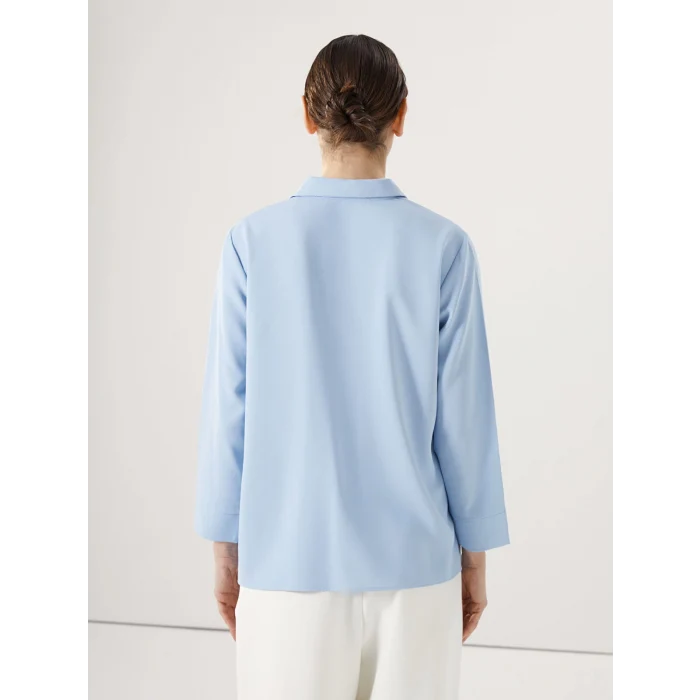 LCWAIKIKI Classic MAVİ Gömlek Yaka Aerobin Kadın Bluz