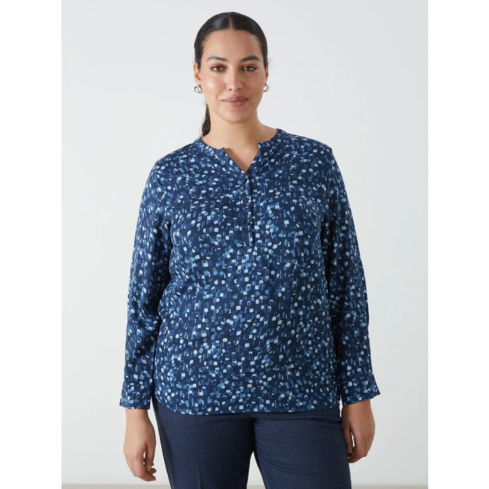 LCW Grace SİYAH Kaçık Yaka Desenli Kadın Bluz