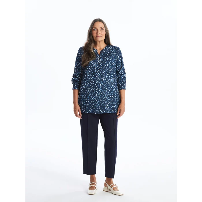 LCW Grace SİYAH Kaçık Yaka Desenli Kadın Bluz