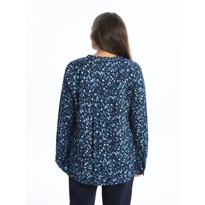 LCW Grace SİYAH Kaçık Yaka Desenli Kadın Bluz