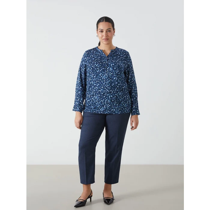 LCW Grace SİYAH Kaçık Yaka Desenli Kadın Bluz