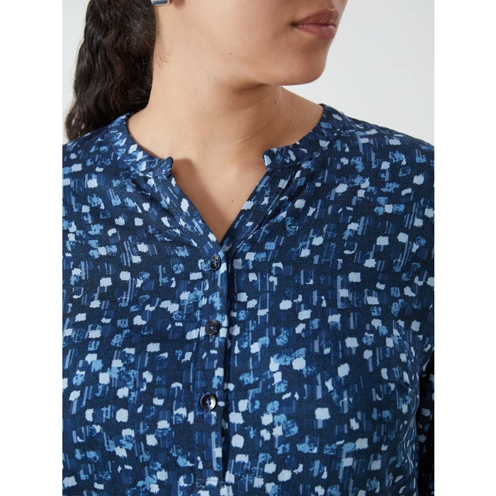 LCW Grace SİYAH Kaçık Yaka Desenli Kadın Bluz