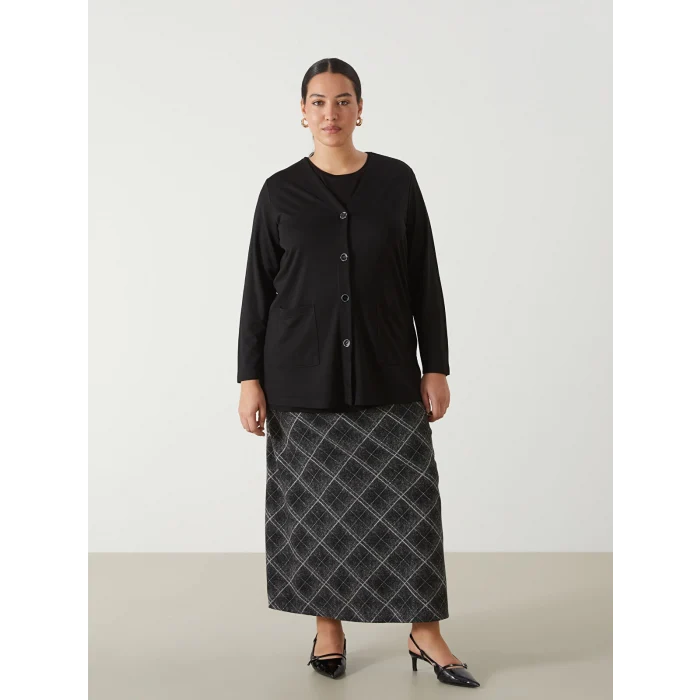 LCW Grace SİYAH Beli Lastikli Desenli Kadın Etek