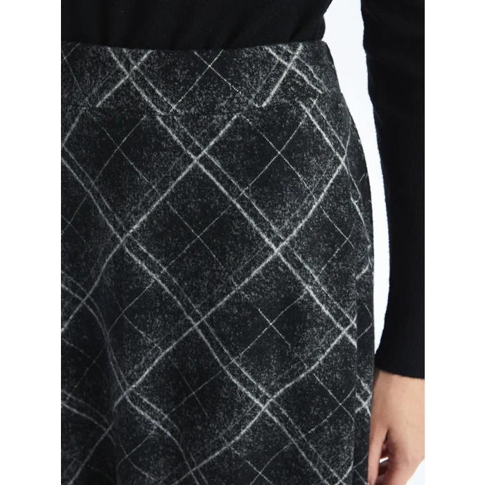 LCW Grace SİYAH Beli Lastikli Desenli Kadın Etek