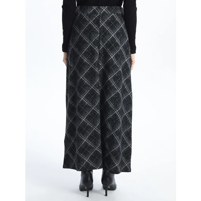 LCW Grace SİYAH Beli Lastikli Desenli Kadın Etek