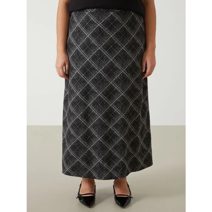 LCW Grace SİYAH Beli Lastikli Desenli Kadın Etek
